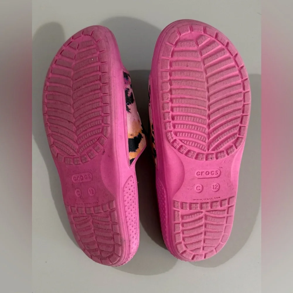 CROCS Pink Floral Slide Sandals